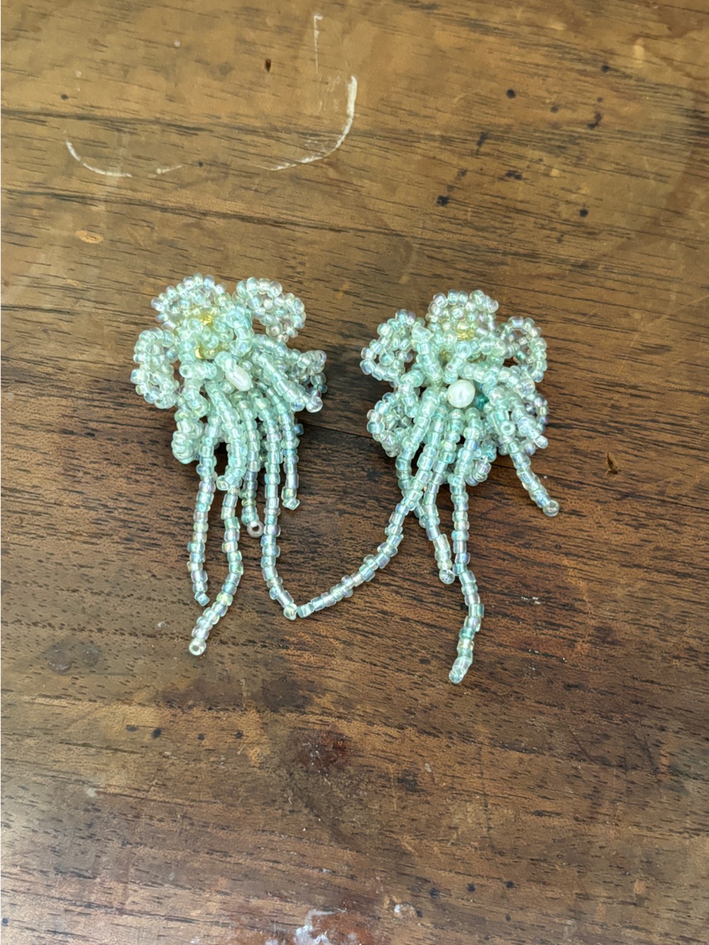 Elegant Beaded Floral Earrings - Picture 6 of 6